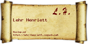 Lehr Henriett névjegykártya